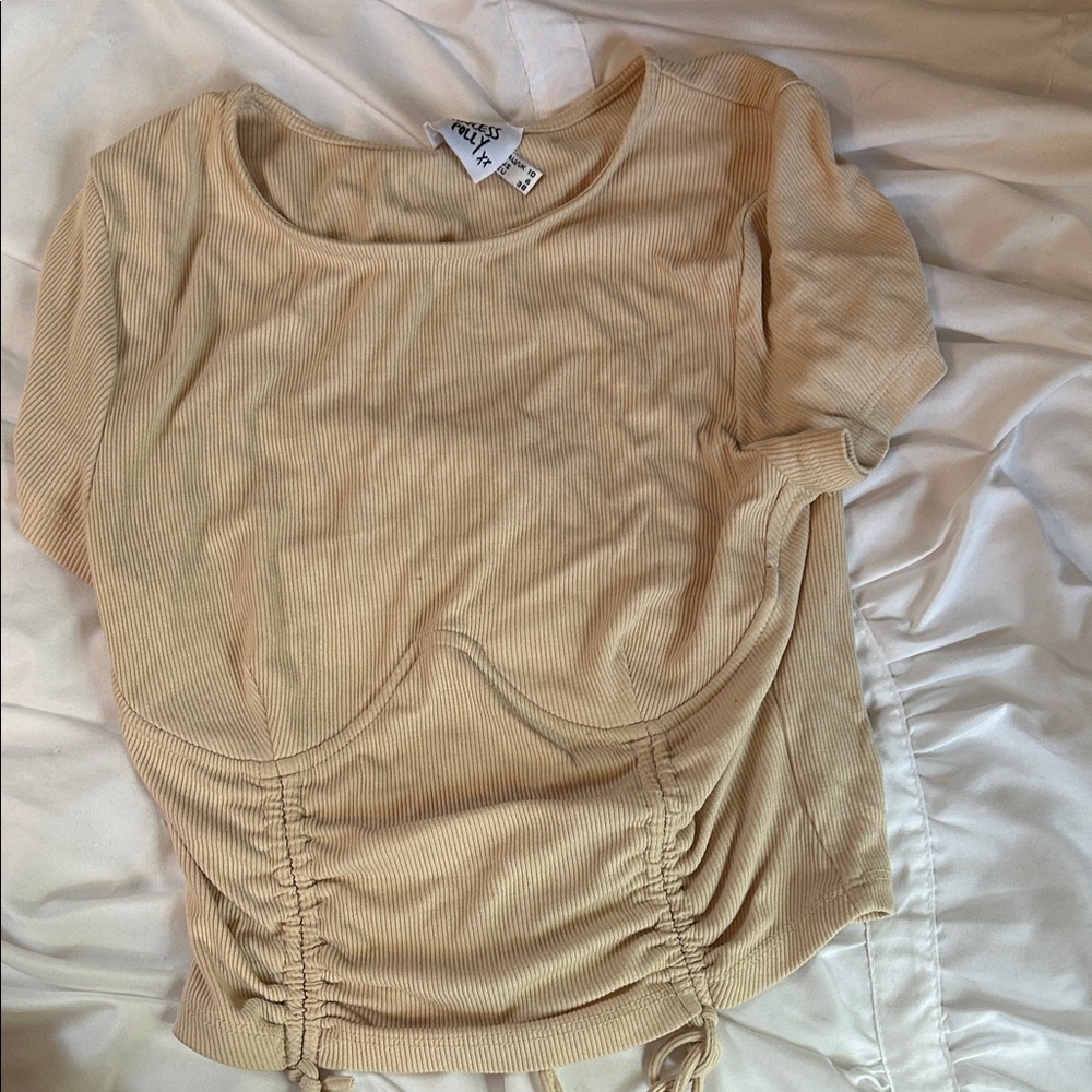 Princess Polly Beige Ribbed Bodysuit